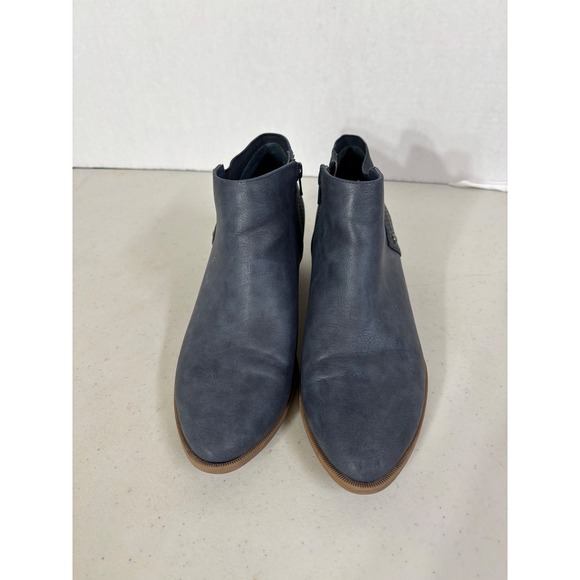 Womens Blue Faux Leather Ankle Boots Side Zip Simpl Vera 10M‎ - Picture 2 of 6